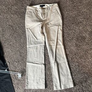 Beige Straight-Leg Trousers